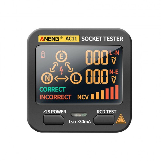 AC11 LED Screen Muti-function Socket Tester Phase Meter Phase Polarity Detector 0.1V~250V AC Voltage Measurement Zero/Fire Wire Identification AC11 LED Screen Muti-function Socket Tester Phase Meter Phase Polarity Detector 0.1V~250V AC Voltage Measurement Zero/Fire Wire Identification