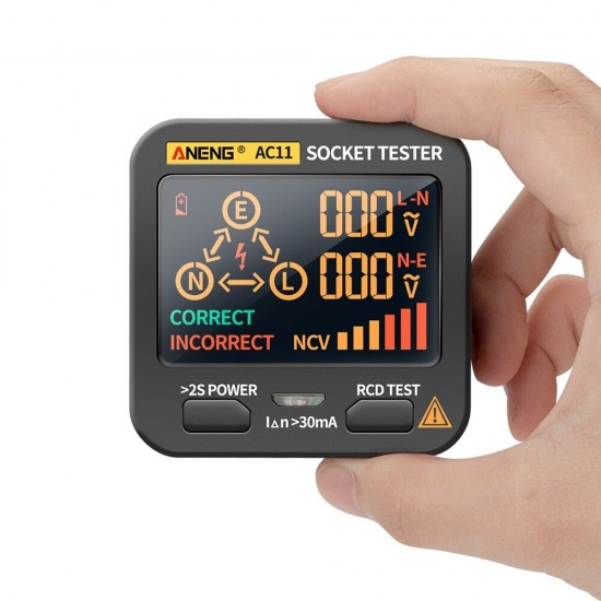 AC11 LED Screen Muti-function Socket Tester Phase Meter Phase Polarity Detector 0.1V~250V AC Voltage Measurement Zero/Fire Wire Identification AC11 LED Screen Muti-function Socket Tester Phase Meter Phase Polarity Detector 0.1V~250V AC Voltage Measurement Zero/Fire Wire Identification