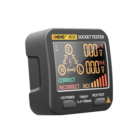 AC11 LED Screen Muti-function Socket Tester Phase Meter Phase Polarity Detector 0.1V~250V AC Voltage Measurement Zero/Fire Wire Identification AC11 LED Screen Muti-function Socket Tester Phase Meter Phase Polarity Detector 0.1V~250V AC Voltage Measurement Zero/Fire Wire Identification