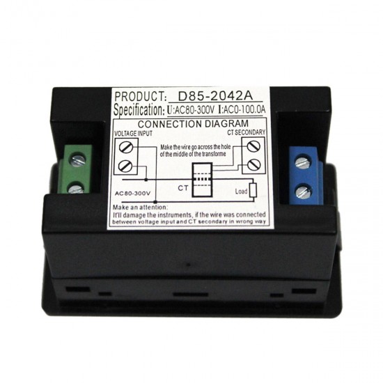 D85-2042A LCD Dual Display Digital Ammeter Voltmeter AC Volt Current Meter D85-2042A LCD Dual Display Digital Ammeter Voltmeter AC Volt Current Meter