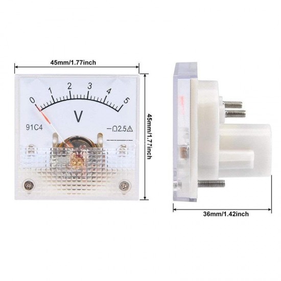 DC Voltmeter 91C4 DC 5V 10V 20V 50V Analog Panel Volt Voltage Meter Voltmeter Gauge