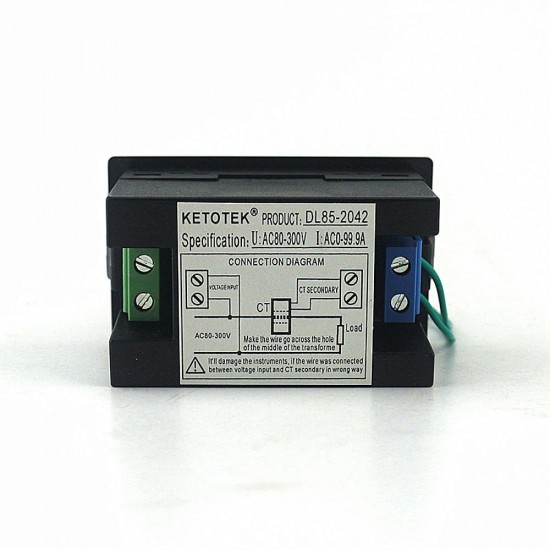 DL69-2042 3-Digit Dual Display Current Voltmeter AC 80-300V 0-100A Led Volt Amp Meter Voltage Current Meter