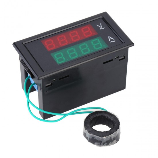 DL69-2042 Dual AC Digital Ammeter Voltmeter LCD Panel Amp/Volt Meter With Back Case