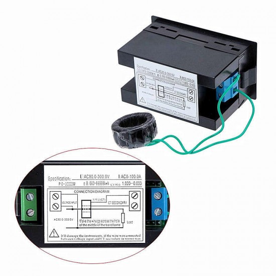 DL69-2047 80-300V 200-450V Multi-functional Digital Display AC Voltmeter / Ammeter / Power Meter Current Transformer