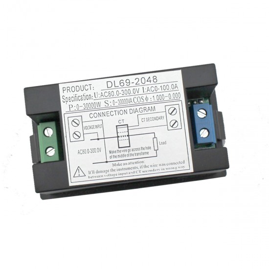 DL69-2048 LCD Digital Multifunctional AC Voltmeter Ammeter Voltage Current Meter AC 80-300V