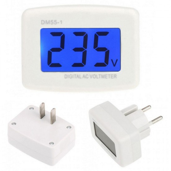 DM55-1 AC 80-300V Voltage Meter US EU Plug Volt Meter LCD Digital Display Voltmeter Tester