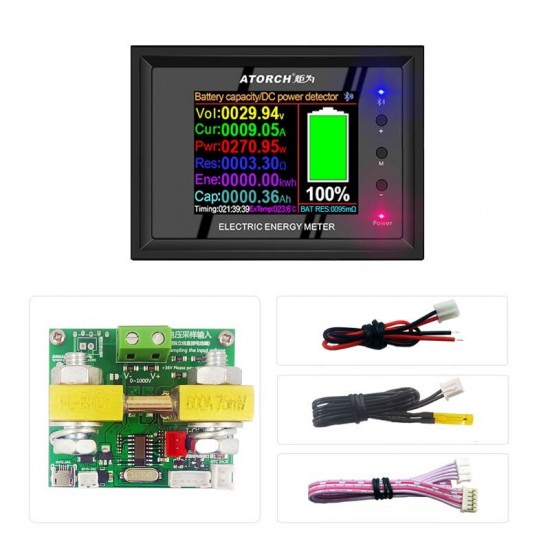 DT24P 1000V/600A IPS Digital Display DC Power Voltmeter Ammeter Battery Capacity Tester Voltage Gauge detector Meter for App