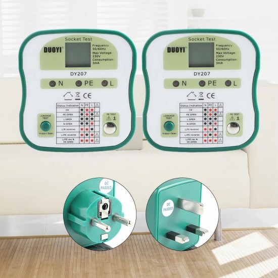 DY207 Digital Display Socket Tester Power Socket RCD Test Detector Wall Sockets Circuit Breaker Finder Analysis EU/US/UK DY207 Digital Display Socket Tester Power Socket RCD Test Detector Wall Sockets Circuit Breaker Finder Analysis EU/US/UK