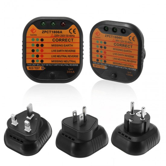 Electrical Socket Tester Neutral Live Earth Wire RCD Switch LED Detector Outlet Electrical Socket Tester Neutral Live Earth Wire RCD Switch LED Detector Outlet