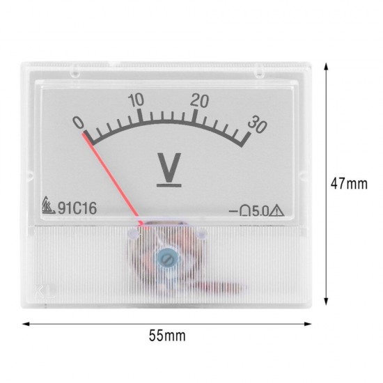 Professional 0-30V DC Analog Volt Voltage Panel Meter Voltmeter Gauge With Class 2.5 Accuracy Tester Diagnostic Tool 55*47mm