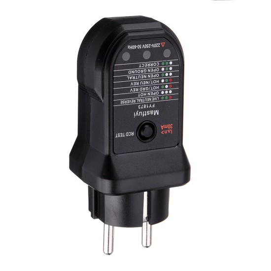FY1872 EU Socket Tester Circuit Polarity Voltage Detector Wall Plug Breaker Finder RCD Test