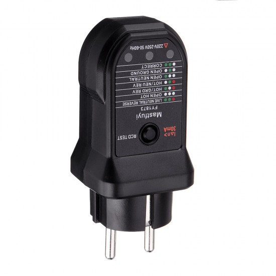FY1872 EU Socket Tester Circuit Polarity Voltage Detector Wall Plug Breaker Finder RCD Test FY1872 EU Socket Tester Circuit Polarity Voltage Detector Wall Plug Breaker Finder RCD Test