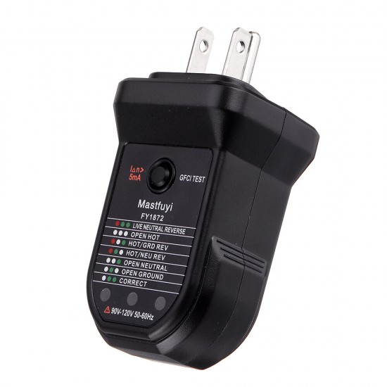 FY1872 US Socket Tester Circuit Polarity Voltage Detector Wall Plug Breaker Finder RCD Test FY1872 US Socket Tester Circuit Polarity Voltage Detector Wall Plug Breaker Finder RCD Test
