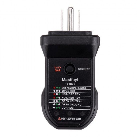 FY1872 US Socket Tester Circuit Polarity Voltage Detector Wall Plug Breaker Finder RCD Test