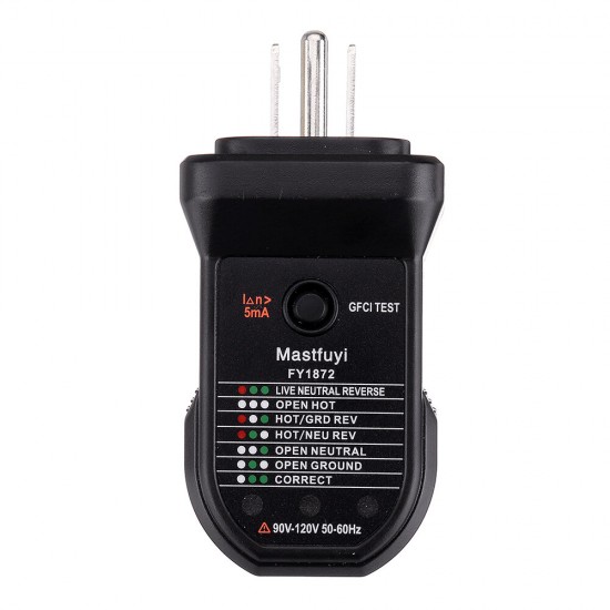 FY1872 US Socket Tester Circuit Polarity Voltage Detector Wall Plug Breaker Finder RCD Test FY1872 US Socket Tester Circuit Polarity Voltage Detector Wall Plug Breaker Finder RCD Test