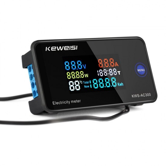 AC 50~300V 10A/100A Digital Electricity Meter Voltmeter Ammeter With CT Power Current Voltage Temperature Measurement AC 50~300V 10A/100A Digital Electricity Meter Voltmeter Ammeter With CT Power Current Voltage Temperature Measurement