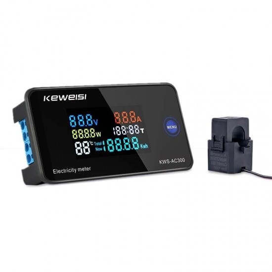 AC 50~300V 10A/100A Digital Electricity Meter Voltmeter Ammeter With CT Power Current Voltage Temperature Measurement AC 50~300V 10A/100A Digital Electricity Meter Voltmeter Ammeter With CT Power Current Voltage Temperature Measurement
