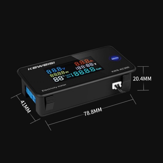 AC 50~300V 10A/100A Digital Electricity Meter Voltmeter Ammeter With CT Power Current Voltage Temperature Measurement AC 50~300V 10A/100A Digital Electricity Meter Voltmeter Ammeter With CT Power Current Voltage Temperature Measurement