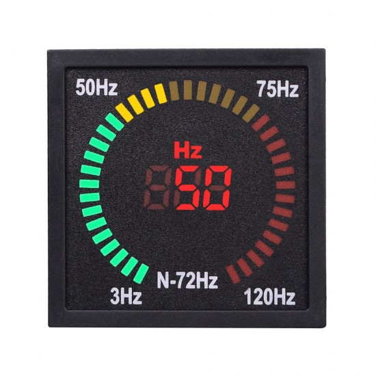 N-72HZ 3~120Hz 68mm Hole Size Digital Frequency Meter 73mm Square Panel LED Display Electrical Hertz Tester Indicator