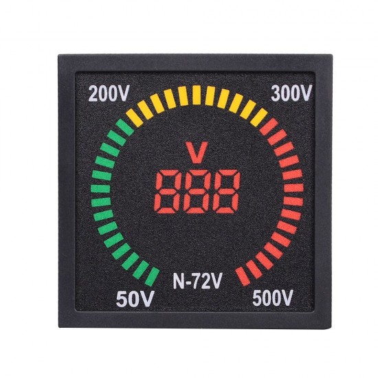 N-72V 50V ~500V 73mm Panel LED Display Voltage Meter 68mm Hole Size Voltmeter AC 220V Digital Voltage Signal Indicator