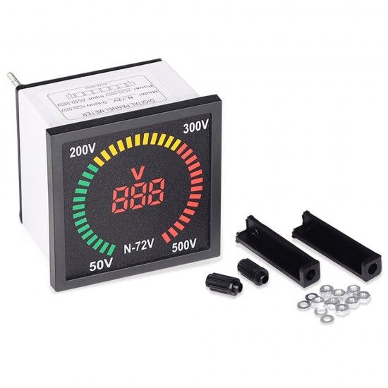 N-72V 50V ~500V 73mm Panel LED Display Voltage Meter 68mm Hole Size Voltmeter AC 220V Digital Voltage Signal Indicator