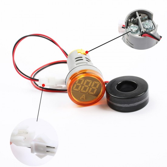 Plastic 22mm AD101-22AM Mini Ammeter Current Meter Indicator LED with CT Transformer