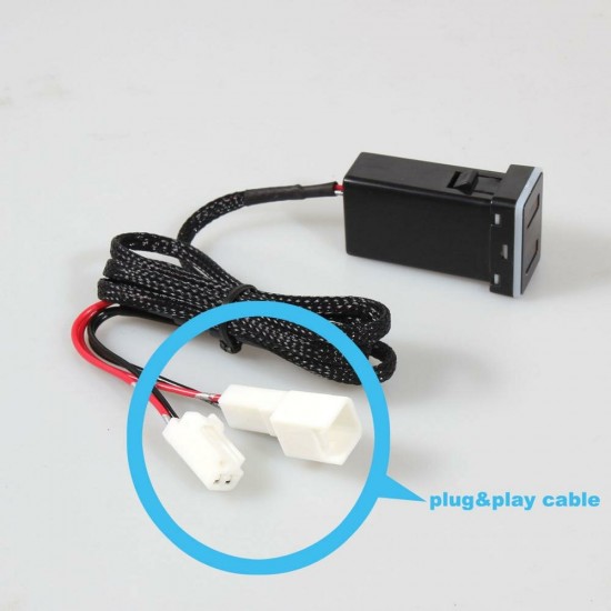 QC3.0 Quickcharge Display Voltage Ampere Car Charger Double USB Phone DVR Adapter Plug & Play Cable For Toyota QC3.0 Quickcharge Display Voltage Ampere Car Charger Double USB Phone DVR Adapter Plug & Play Cable For Toyota