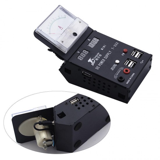 T-333 Mini Digital DC Power Supply AC Input 0-3A 4.2V/5.02V DC Output Mini Power Meter Mobile Phone Repair Multi-function Digital Pointer Power Meter