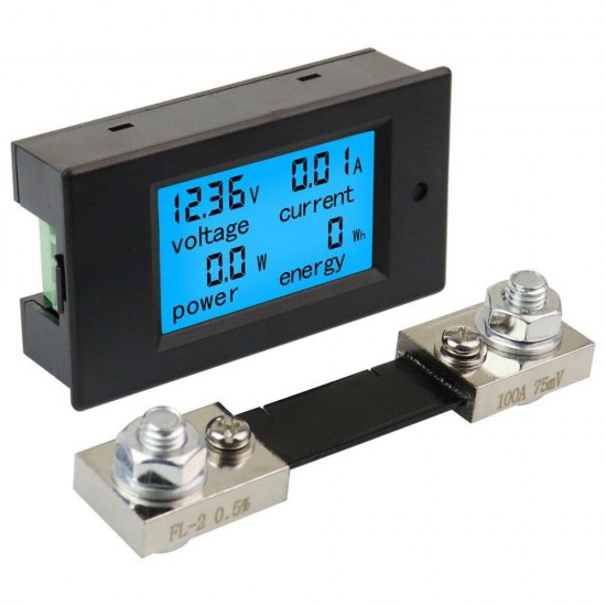 TS051 DC 6.5-100V 0-100A LCD Display Digital Current Voltage Power Energy Meter Multimeter Ammeter Voltmeter with 100A Current Shunt TS051 DC 6.5-100V 0-100A LCD Display Digital Current Voltage Power Energy Meter Multimeter Ammeter Voltmeter with 100A Current Shunt