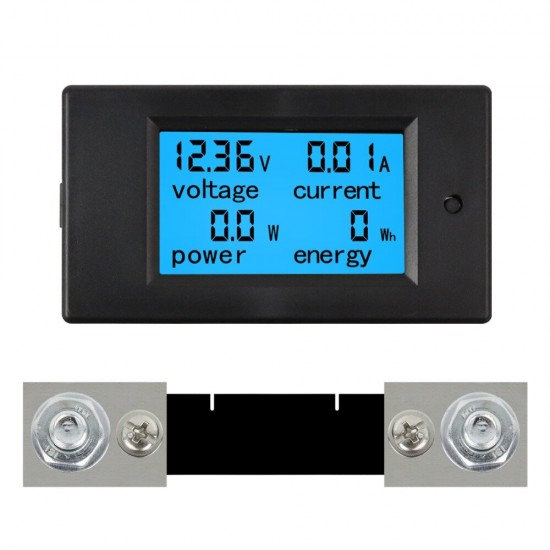 TS051 DC 6.5-100V 0-100A LCD Display Digital Current Voltage Power Energy Meter Multimeter Ammeter Voltmeter with 100A Current Shunt