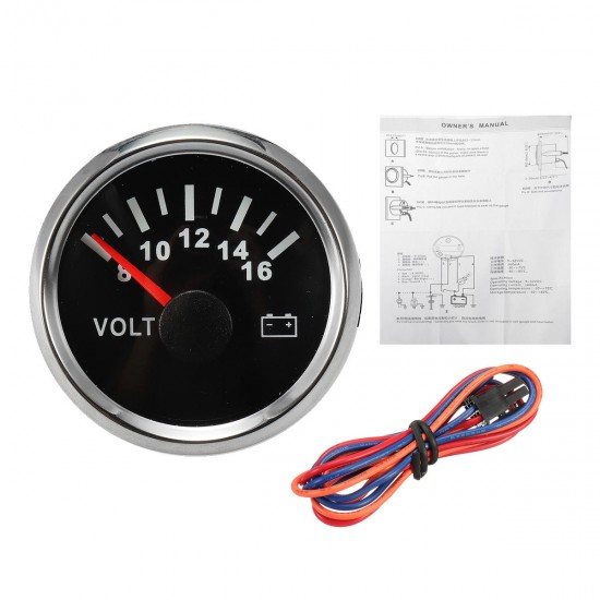 Volt Meter Gauge 8-16 Volts Caravan Boat Marine Voltmeter Black