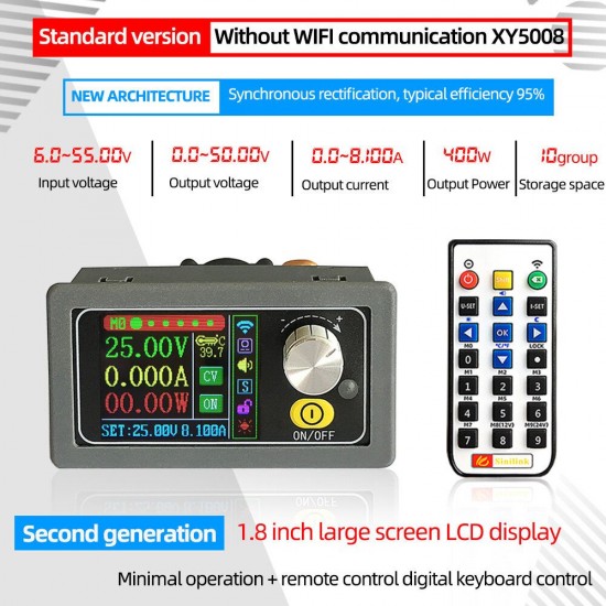 XY5008 1.8inch Screen DC DC Buck Converter CC CV 0-50V 8A 400W Power Module Adjustable Regulated Laboratory Power Supply Variable WIFF APP