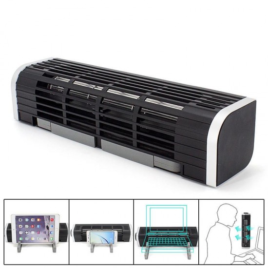 2-In-One USB Leafless Radiator Laptop Tablet Cooling Fan Cooler Office Ventilator