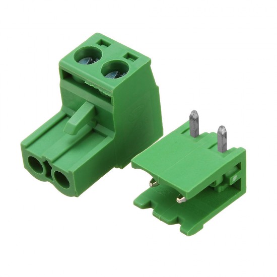 10Pcs 5.08mm Pitch 2Pin Plug in Screw PCB Dupont Cable Terminal Block Connector Right Angle