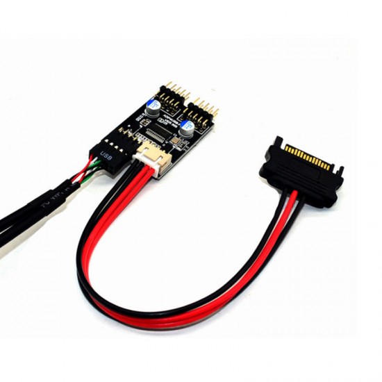 N02 USB2.0 9PIN to Dual 9PIN Interface SSD PCI-E Expansion Card with Power Interface for Desktop Computer