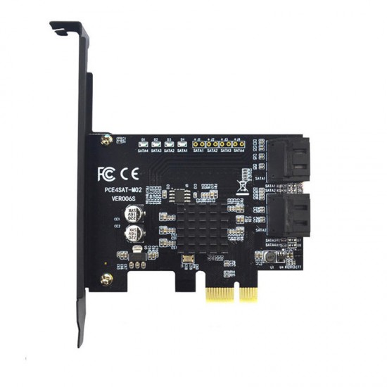 PCE4SAT-M02 SATA3.0 to PCI-E Expansion Card with 4 Ports 6Gbps IPFS Hard Disk Adapter for Desktop Computer