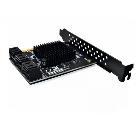 PCE6SAT-M01 6 Ports SATA3.0 SSD PCI-E Expansion Card 6Gbps IPFS Hard Disk Adapter for Desktop Computer