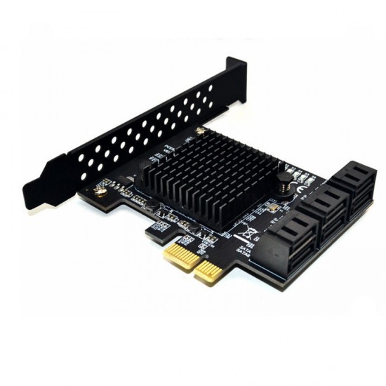 PCE6SAT-M01 6 Ports SATA3.0 SSD PCI-E Expansion Card 6Gbps IPFS Hard Disk Adapter for Desktop Computer