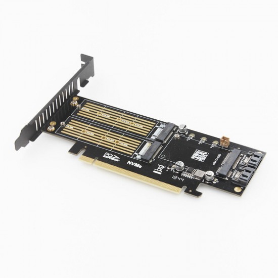 SK16 M.2 NVME SSD 3.0 NGFF PCI-E Expansion Card X4 Adapter B Key M Key Three-disk Version add on Card Suppor PCI Express 3.0 3 in 1 Dual 12v+3.3v