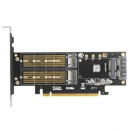 SK16 M.2 NVME SSD 3.0 NGFF PCI-E Expansion Card X4 Adapter B Key M Key Three-disk Version add on Card Suppor PCI Express 3.0 3 in 1 Dual 12v+3.3v