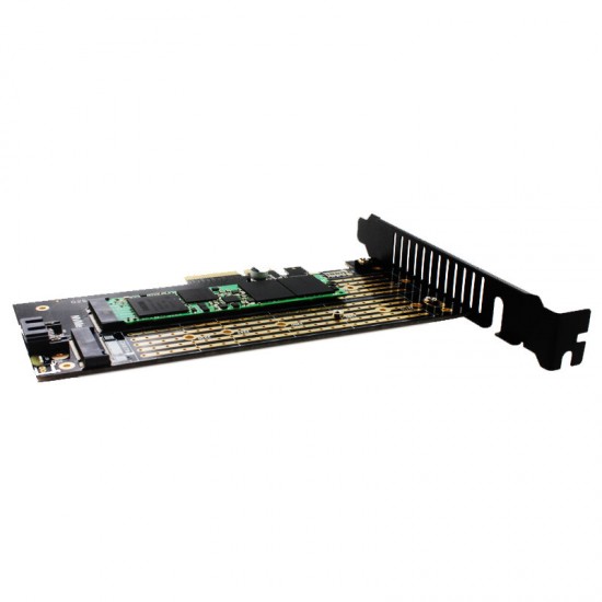 SK7 M.2 NVMe SSD NGFF TO PCI-E Riser Card X4 Adapter M Key B KEY Dual Interface Card Support PCI Express3.0 Dual Voltage 12V+3.3V SATA3