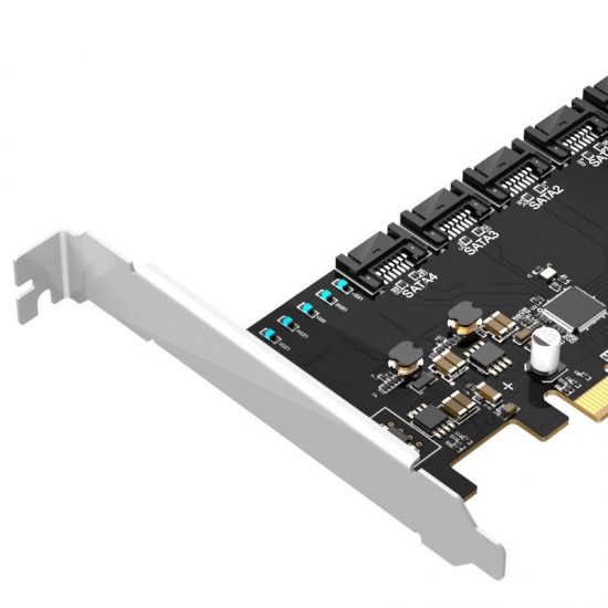 KCSSD8 PCI-E X4 to 5 Ports SATA 3.0 Expansion Card Desktop Computer Chassis Drive-Free PCI-E Expansion Card