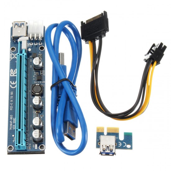 PCI-E Express USB3.0 1x to16x Extender Riser Card Adapter SATA Power Cable