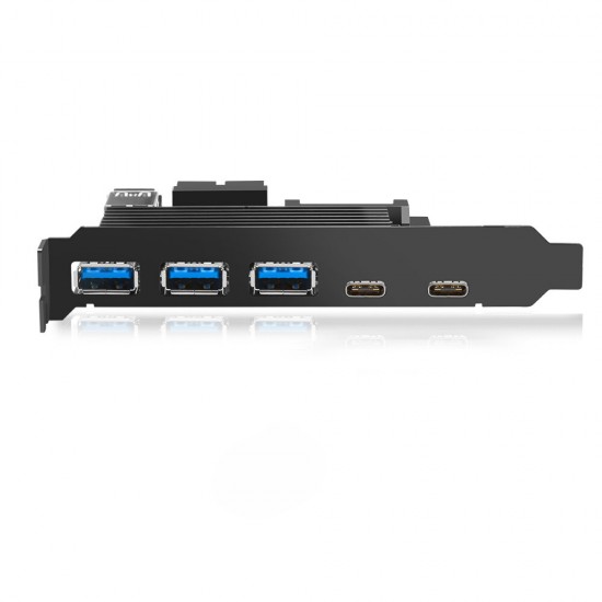 HC425 5 Ports USB 3.0 Type c PCI-E Expansion Card External Controller Express 19 Pin Cable SATA Power Connector Cord for PC