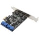 N014S+PW4 PCI - E to USB 3.0 Expansion Card with Front - Facing 19 / 20 Pin Interface for Desktop Computer