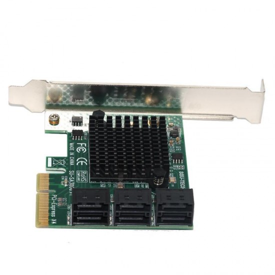 SA3006 PCI-E to 6 Port SATA 3.0 Controller Card Expansion Card Adapter Board with Heat Sink Expansion Adapter Board