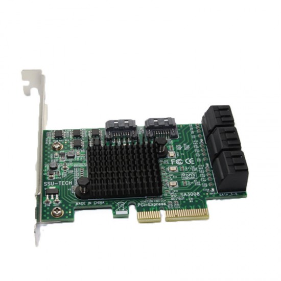 SA3008 PCI - E to SATA 3.0 Expansion Card With Eight Port SSD Adapter Card IPFS