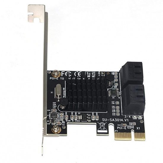 SA3014 PCI-E to 4 Ports SATA 3.0 6Gbps Controller Card with Heat Sink Expansion Adapter Board for Mining BTC