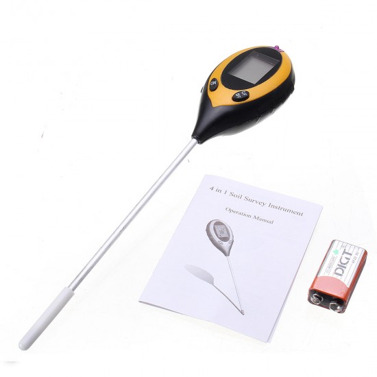 4 in 1 Soil PH Tester Moisture Sunlight Light Temperature Test Meter for Garden Plant Lawns