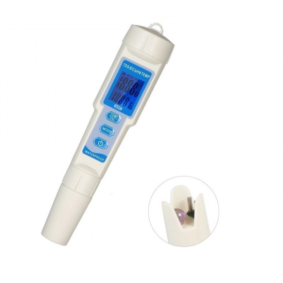 4-in-1 Water Quality Tester Pen Waterproof Water Quality Analysis Instrument PH/EC/TDS & Temperature Meter PH Meter TDS Meter with ATC Function 4-in-1 Water Quality Tester Pen Waterproof Water Quality Analysis Instrument PH/EC/TDS & Temperature Meter PH Meter TDS Meter with ATC Function
